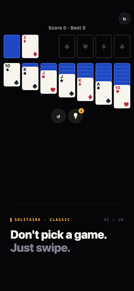 Solitaire dealt and ready to play
