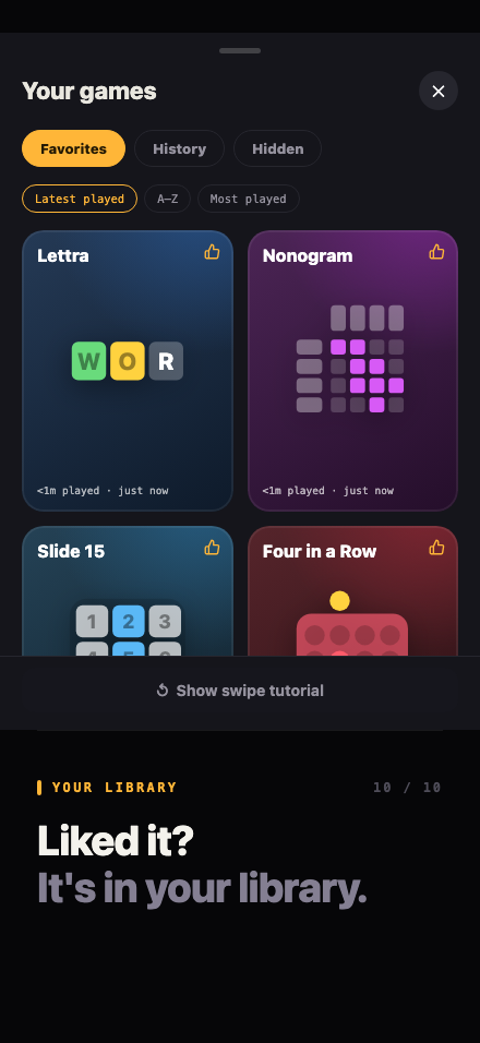 The library of liked games